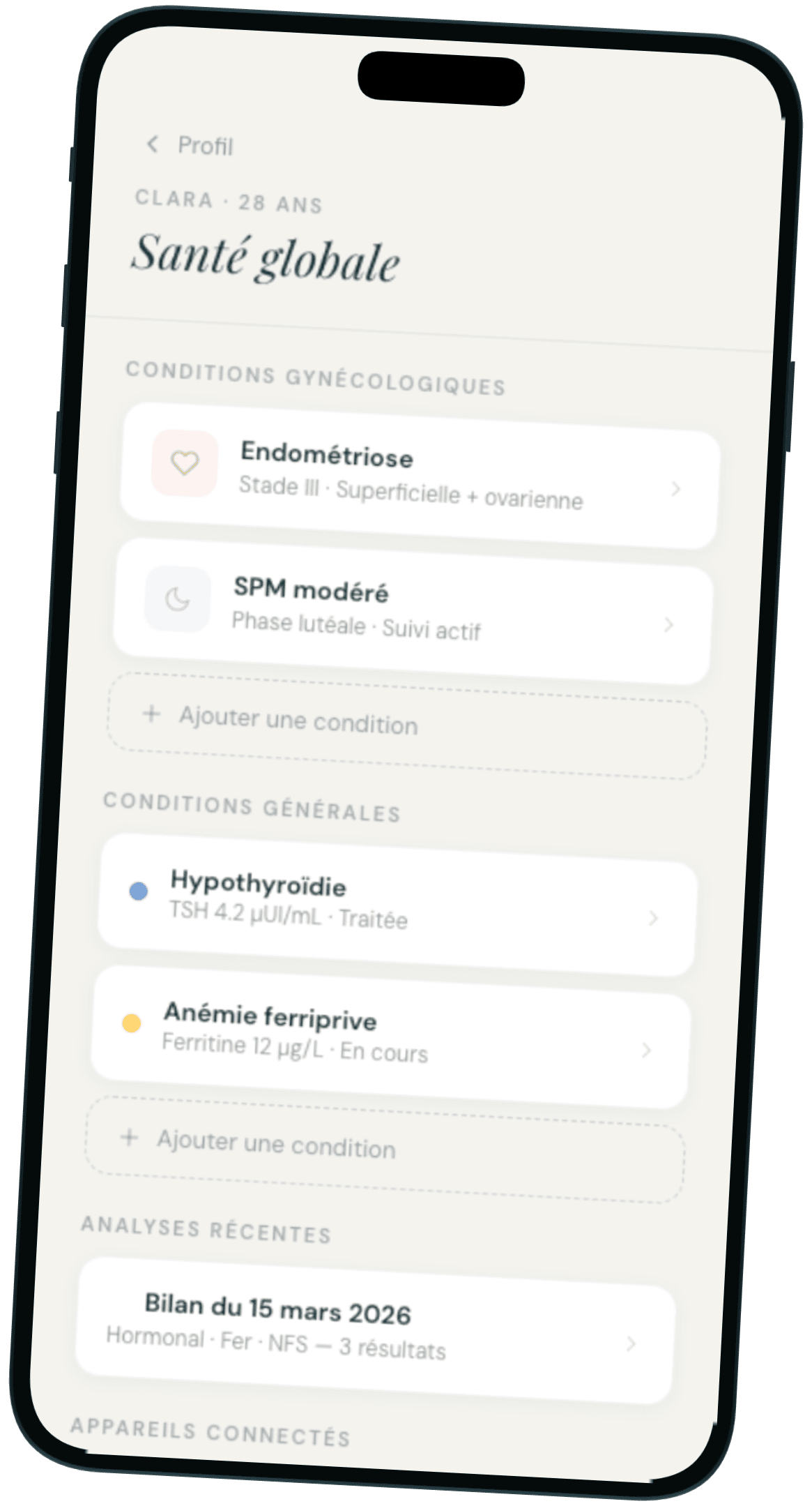 Aperçu de l'application Cyclezen sur iPhone